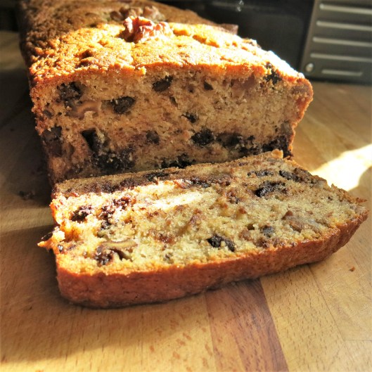 Boozy Banana Bread with Chocolate and Toasted Nuts