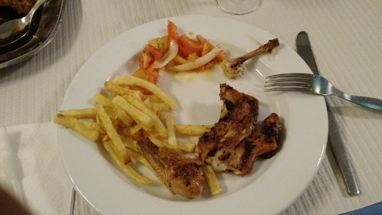 Chicken Piri-Piri, Fries and Tomato & Onion Salad - Restaurante Ramires - Guia - Albufeira - Algarve