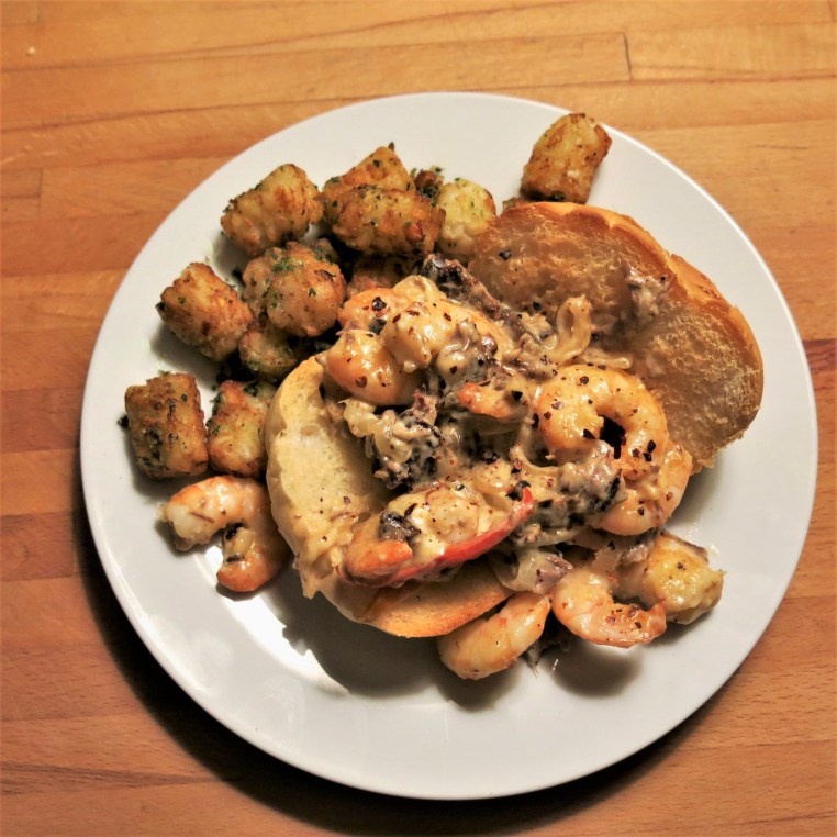 Cheesy Beef and Shrimp Sandwich