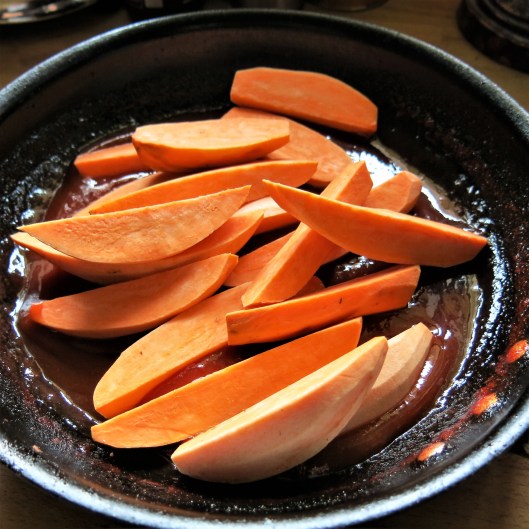 Guava Glazed Sweet Potato Wedges with Walnuts