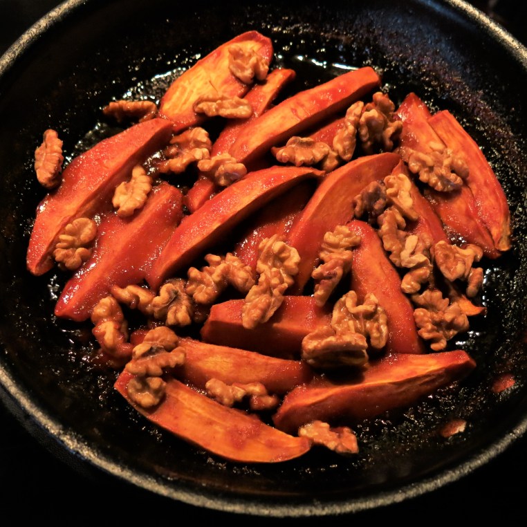 Guava Glazed Sweet Potato Wedges with Walnuts