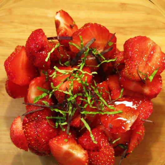 Strawberry Dessert Sauce (with Pink Peppercorns and Basil)