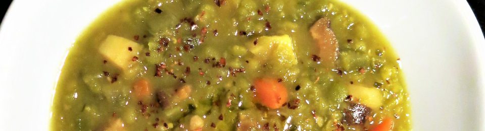 Split Pea Soup with Carrots, Mushrooms and Parsnips