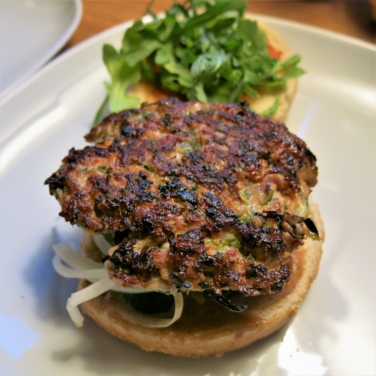 Chicken Burgers with Scallions, Ginger and Thai Flavors