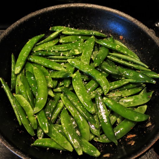 Quick Roasted Sugar Snap Peas with Garlic and Ginger