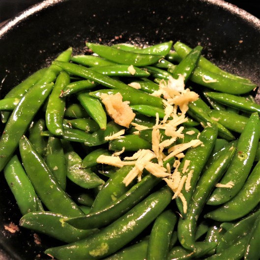 Quick Roasted Sugar Snap Peas with Garlic and Ginger