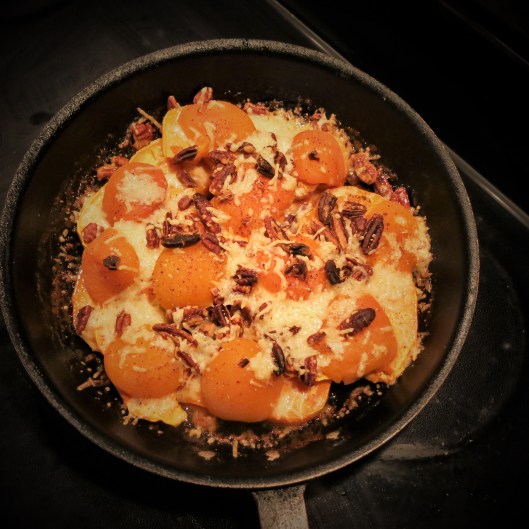 Roasted Sweet Potatoes with Pecans, Apricots and Parmesan