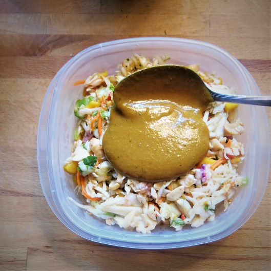 Mango-Cabbage Slaw with Sweet Chile Vinaigrette North Carolina-Style Smoky, Mustard BBQ Sauc