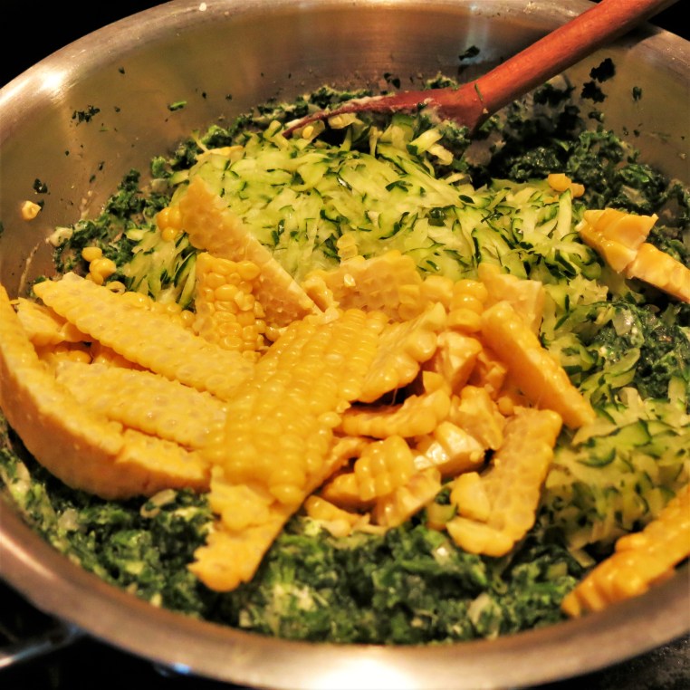 Creamed Spinach with Summer Squash and Corn Casserole
