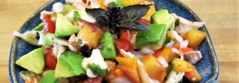 Seafood Salad with Peaches, Tomatoes and Fresh Herbs