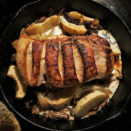 Pork with Mushrooms, Herbs and Apples