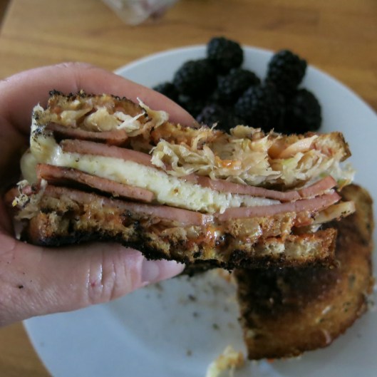 Fried Bologna "Reuben" Sandwich